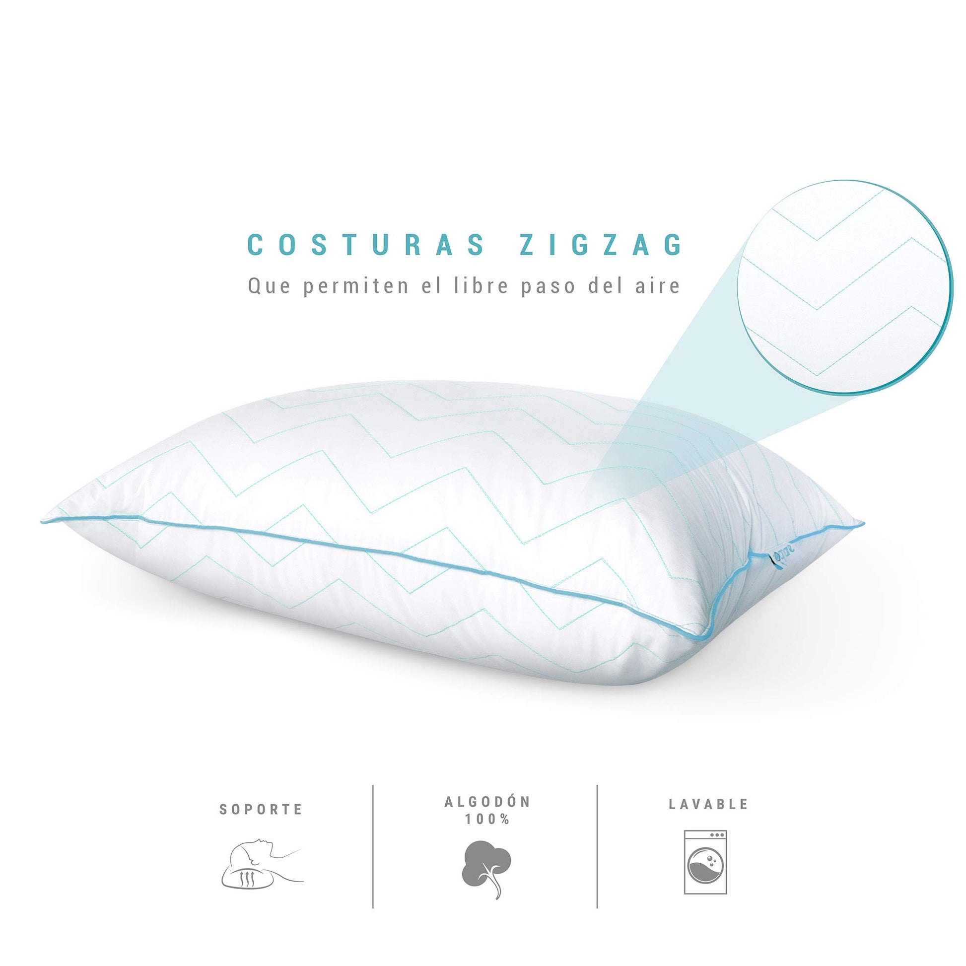 Almohada Sognare Fussion Estándar Relleno Suave Hipoalergénica Antiácaros Lavable