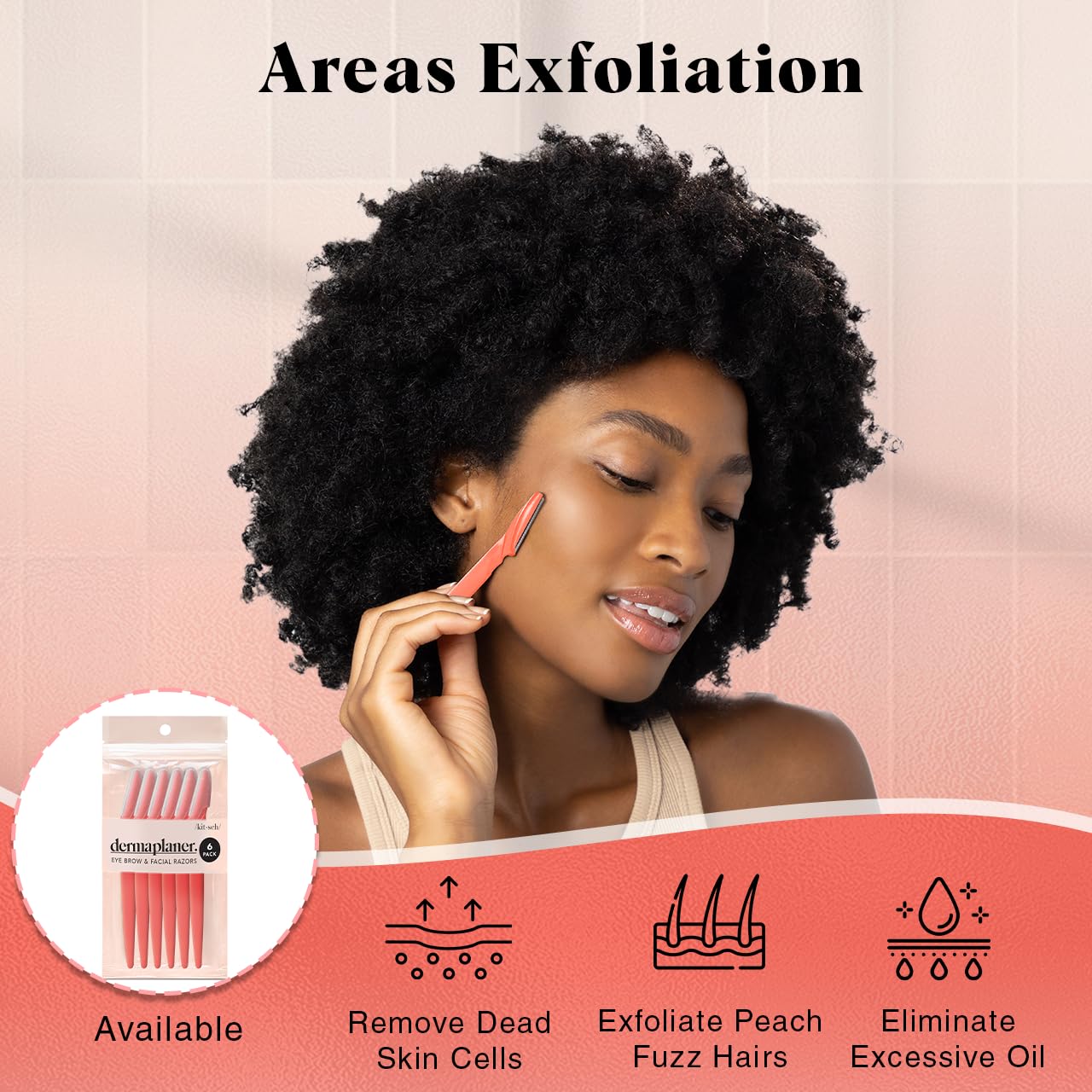 Kitsch- Herramienta de dermaplaning: afeitadoras faciales para mujeres y hombres, recortadora de cejas y afeitadora facial, depilación facial, afeitadoras faciales para mujeres y hombres, afeitadora D