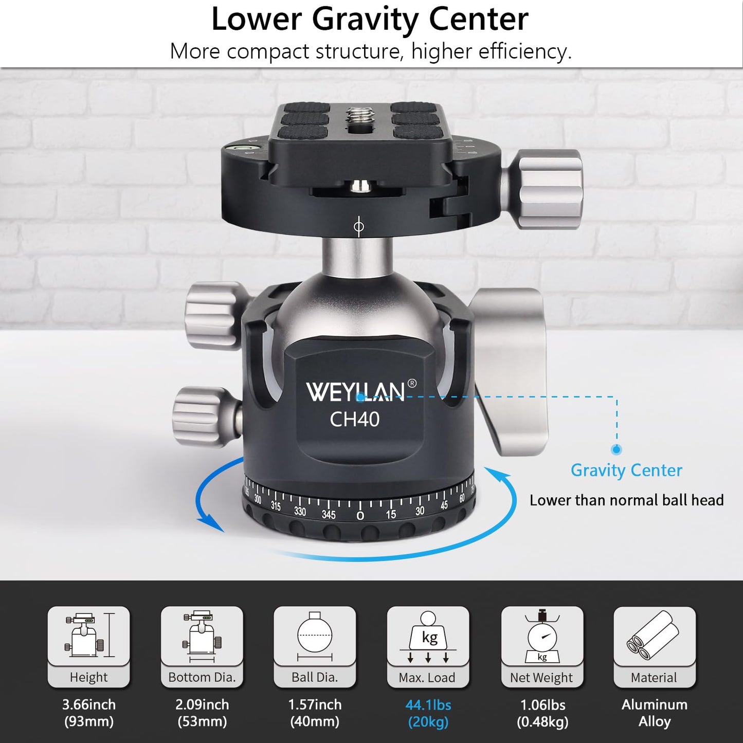 Trípode Profesional Weyllan Fibra de Carbono 81 Pulgadas Cabeza de Bola Bajo Perfil para Cámara Canon Nikon Sony