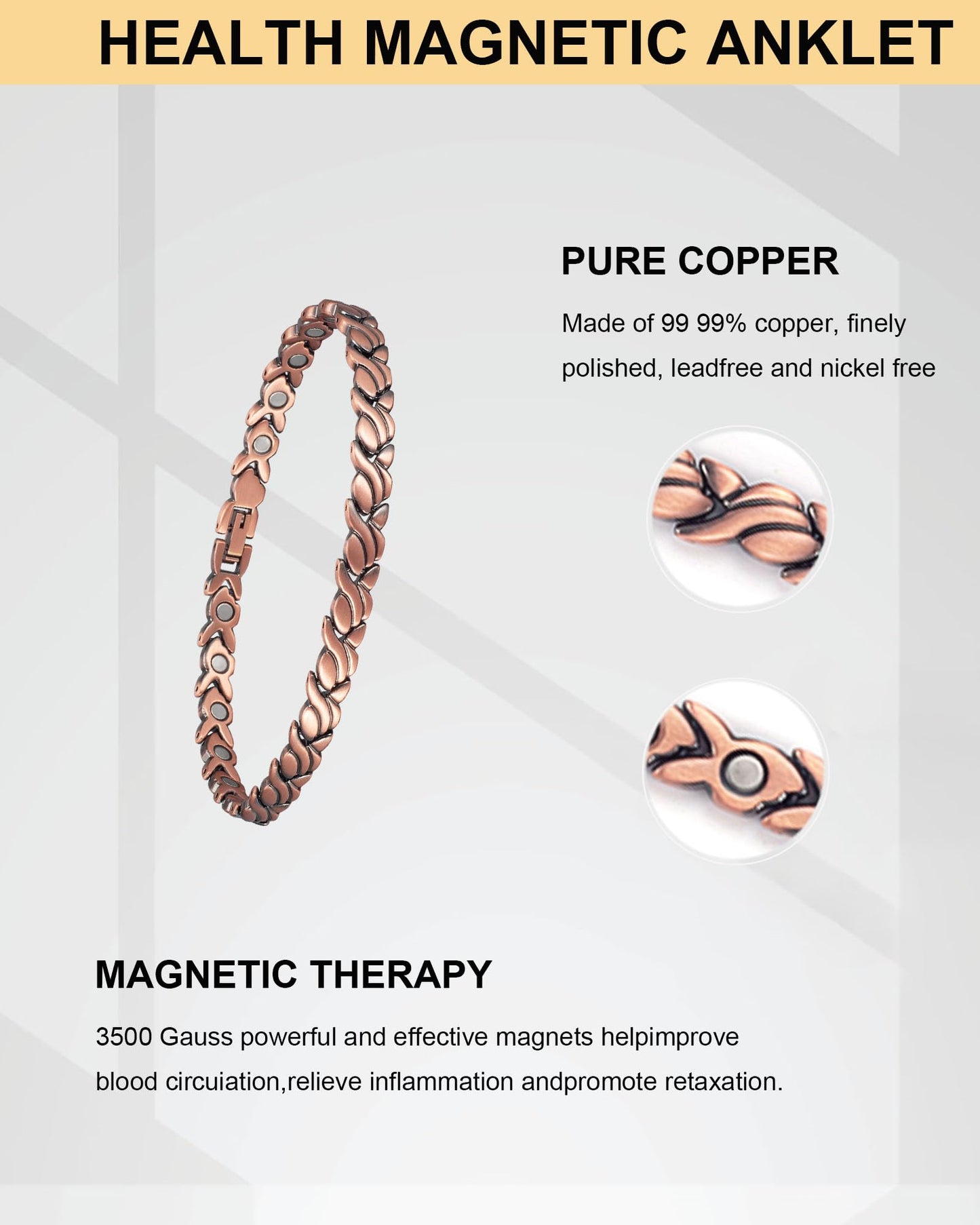Pulsera de Tobillo UtenoTureH Cobre Cola de Pez para Mujer
