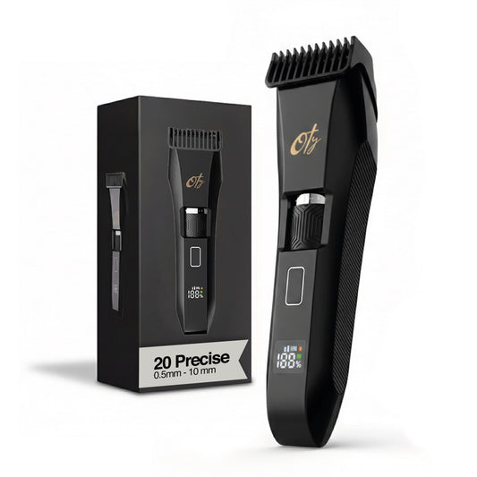 Cortadora de Barba Oty Negra Ajustable con Pantalla LED para Hombre