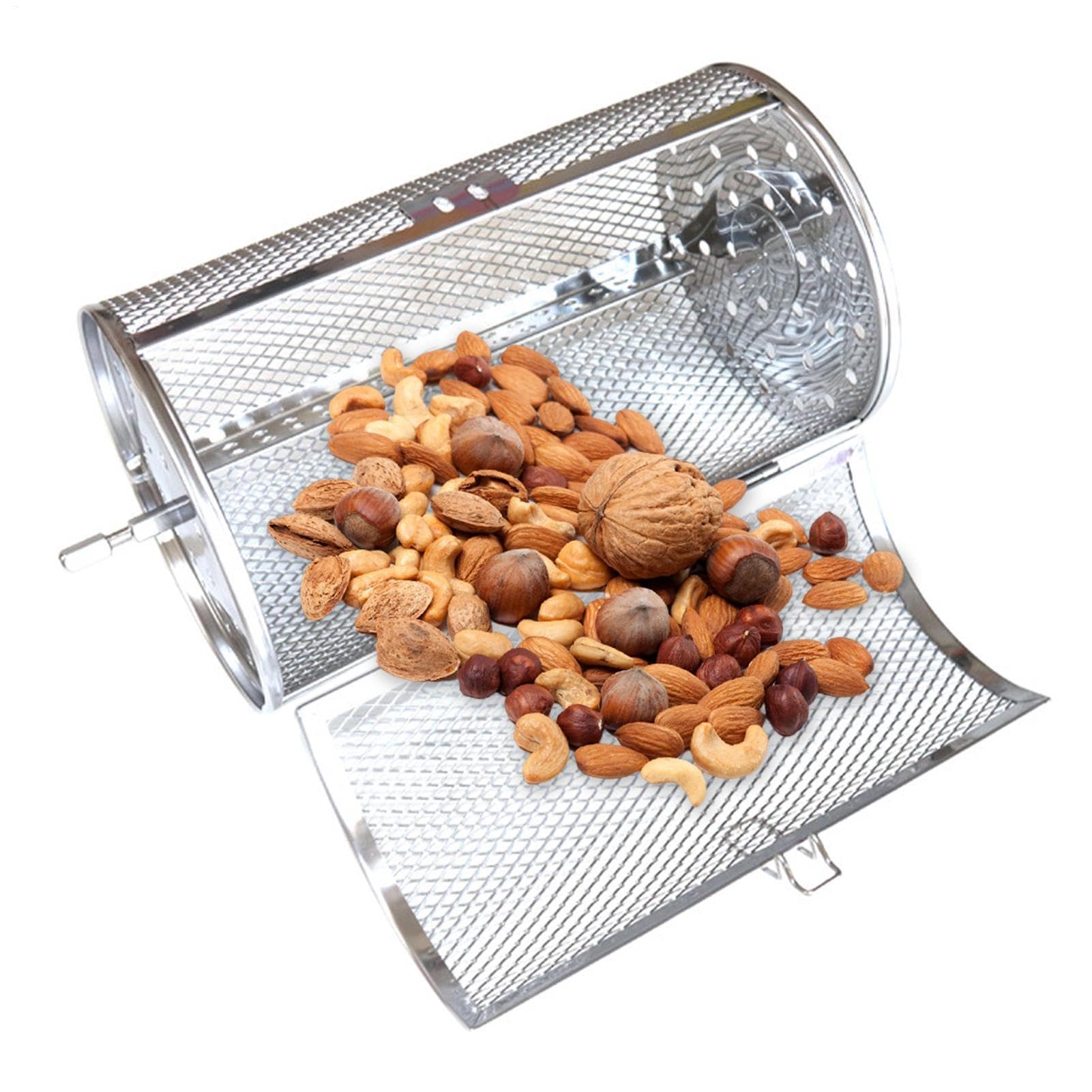 Cesta giratoria de acero inoxidable para horno de tambor | Cesta multifuncional para asar al horno, hornear, hornear, cacahuetes, nueces secas, granos de café, barbacoa