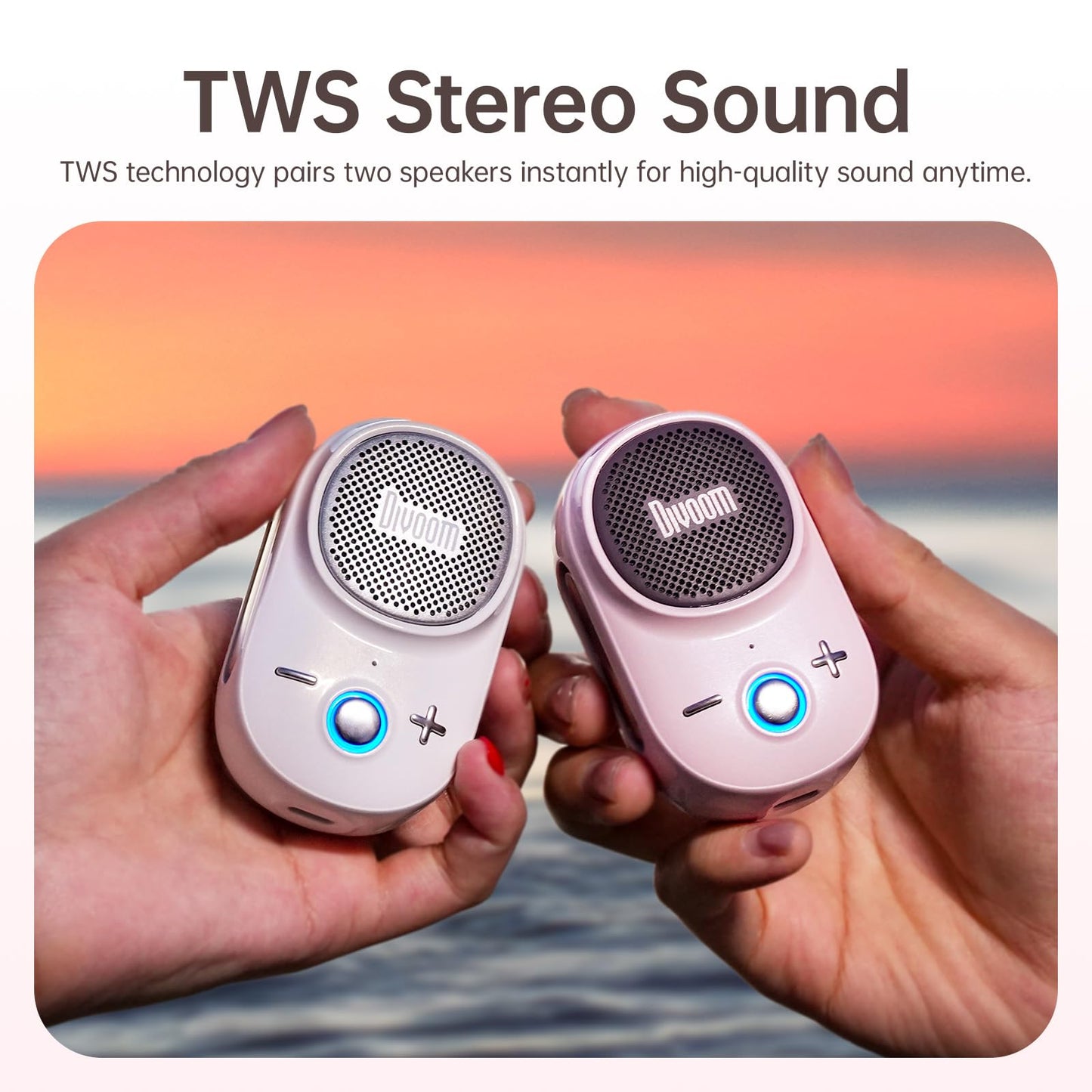 Divoom Itour-S Mini Altavoz portátil Bluetooth portátil, Audio Grande y Graves impactantes, diseño de Clip, IP67 Impermeable y a Prueba de Polvo, 10 Horas de Tiempo de Juego, Altavoz para Viajes en