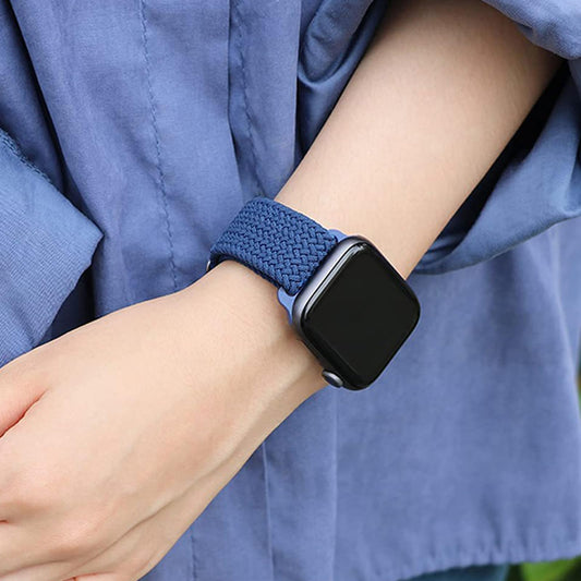Correa Trenzada WULAR Azul Nylon Elástica Ajustable para Apple Watch