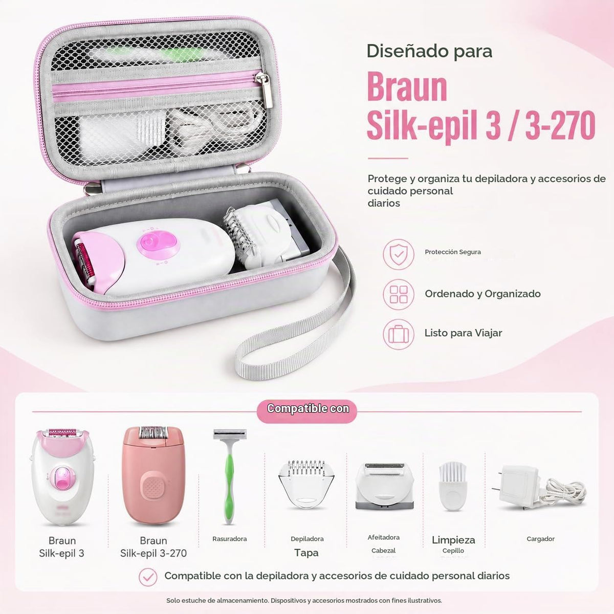 Case Compatible with Braun Epilator Silk-epil 3 3-270, Hair Removal for Women, Shaver & Trimmer