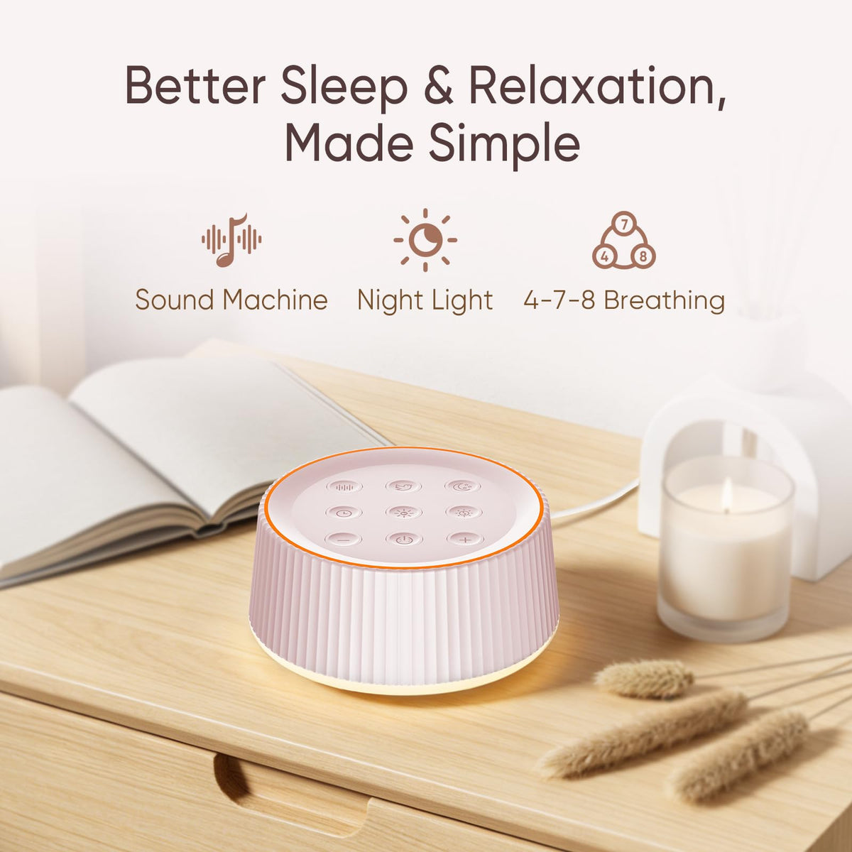KIPCUSH Sleep Sound Machine, Rechargeable, Portable White Noise Machine, Suit for Wired Headphone, 20 Natural Soothing Sounds, Timer, Sound Machine for Baby, Adults. (White)