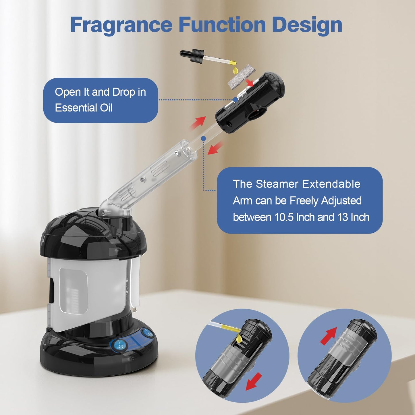 Kingsteam Evaporador de ozono máquina de vapor 2 en 1,Diseñado para el cuidado personal en casa y en el salón，negro