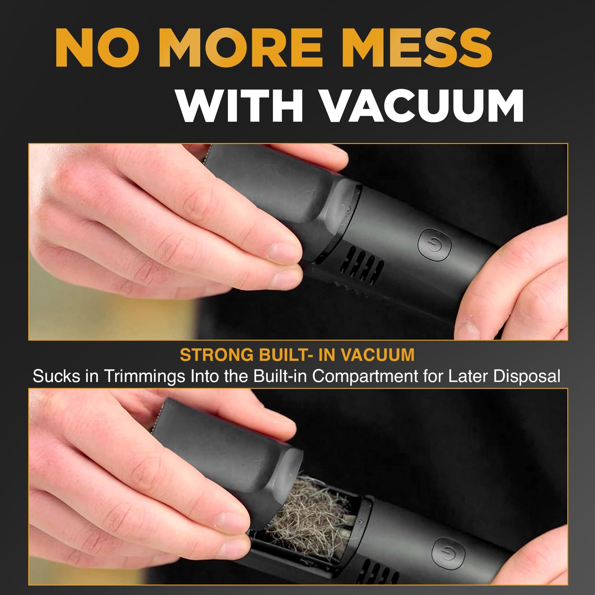 Bell+Howell- Recortadora de barba inalámbrica para hombres Vacutrim, afeitadora eléctrica recargable con calibración de 20 ajustes de corte