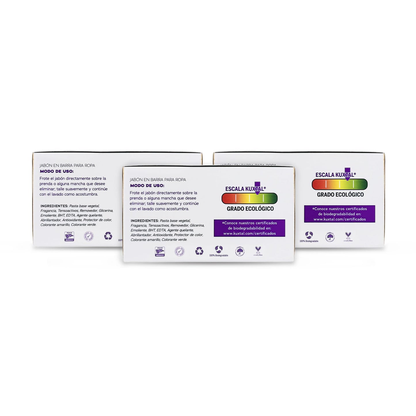 KUXTAL Jabón en Barra para Ropa Paquete de 3, Limpieza Profunda y Suavidad, Ideal para Ropa Delicada y Ropa Interior, Fórmula con Ingredientes Naturales, Biodegradable Certificación OECD 301-A