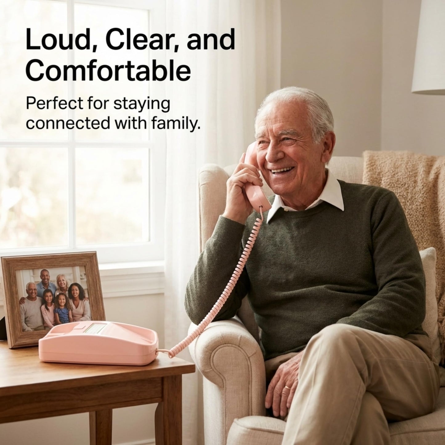 iSoHo Phones iSoHo Trimline Phone - Phones For Seniors - Phone for Hearing impaired - Ladies Pink - Retro Novelty Telephone - An Improved Version of The Princess Phones in 1965 - Style Big Button