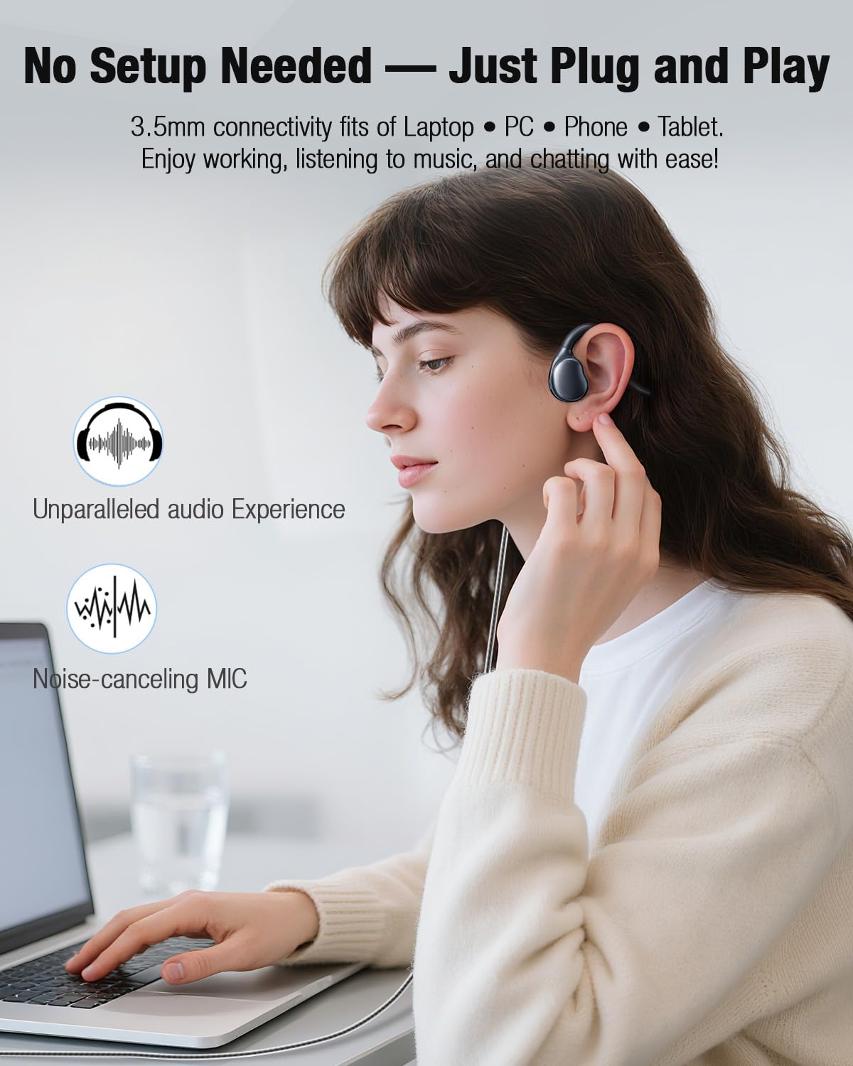 Auriculares Deportivos QOEKUEY Negro con Micrófono y Control de Volumen
