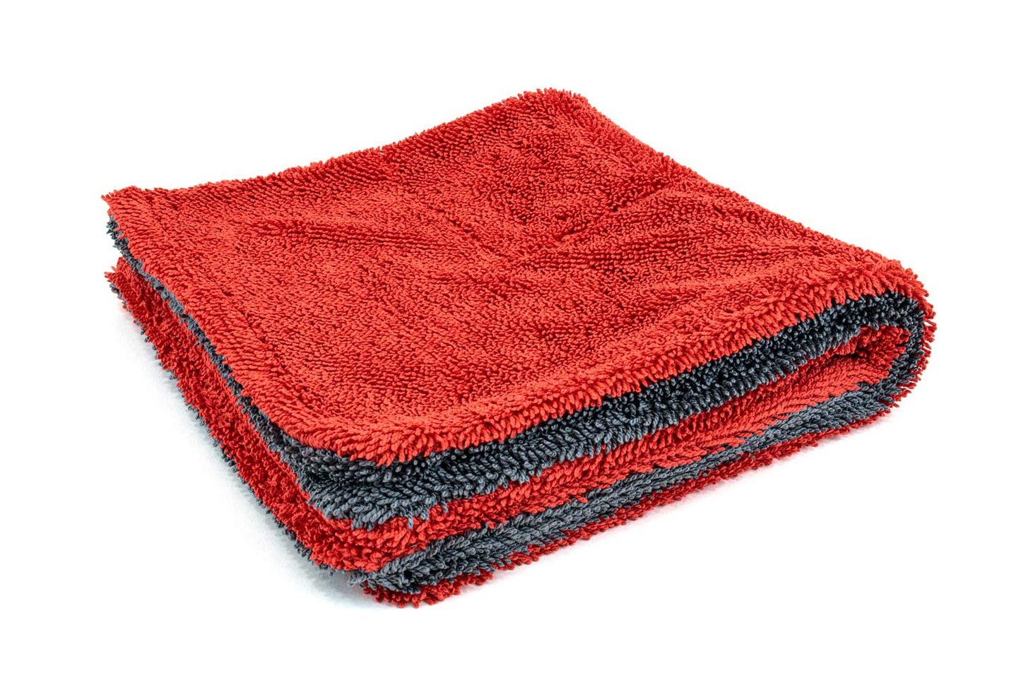 Autofiber Dreadnought Jr. Toalla de microfibra, absorción superior para secar coches, camiones y SUV, pelo de doble giro, toalla de secado de vehículos de una sola pasada, paquete de 1, rojo/gris (16