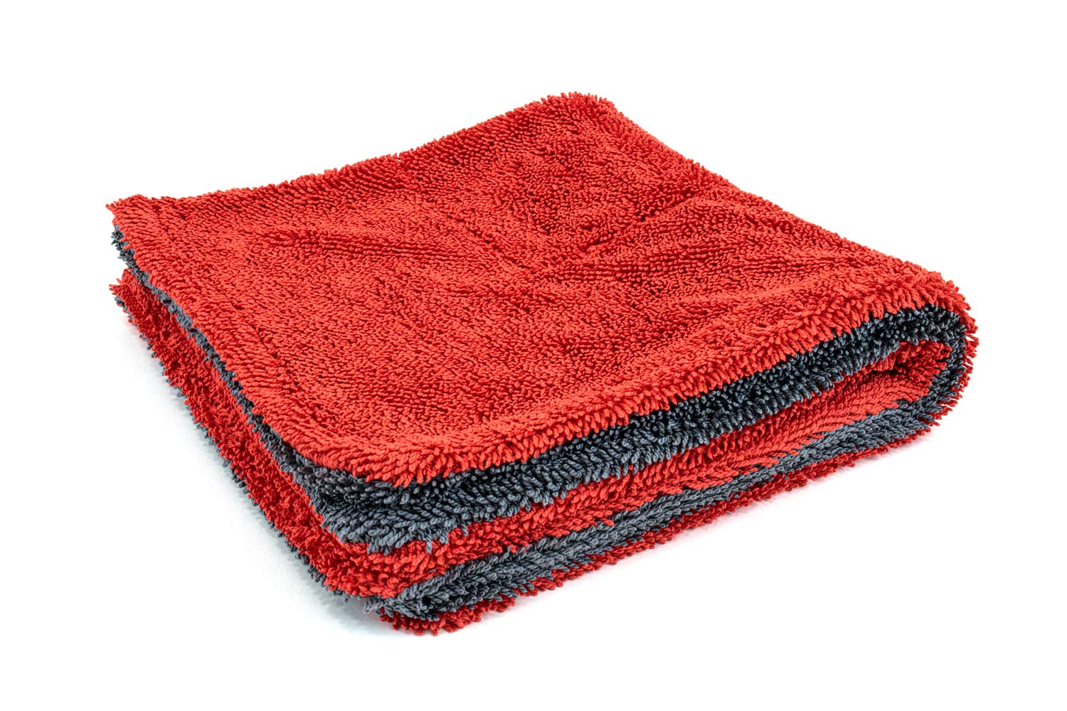 Autofiber Dreadnought Jr. Toalla de microfibra, absorción superior para secar coches, camiones y SUV, pelo de doble giro, toalla de secado de vehículos de una sola pasada, paquete de 1, rojo/gris (16