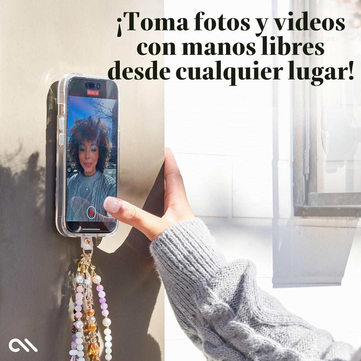 Soporte Calcomanía Teléfono Case-Mate Negro Antideslizante Manos Libres para Creadores de Contenido