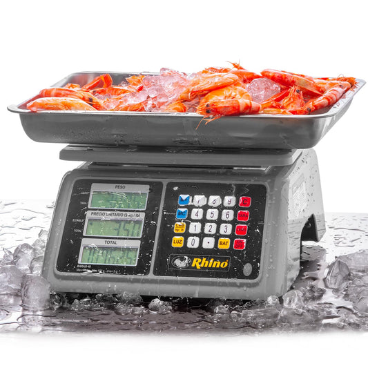 Báscula Digital RHINO 40 kg a prueba de agua con Caja Registradora y TARA
