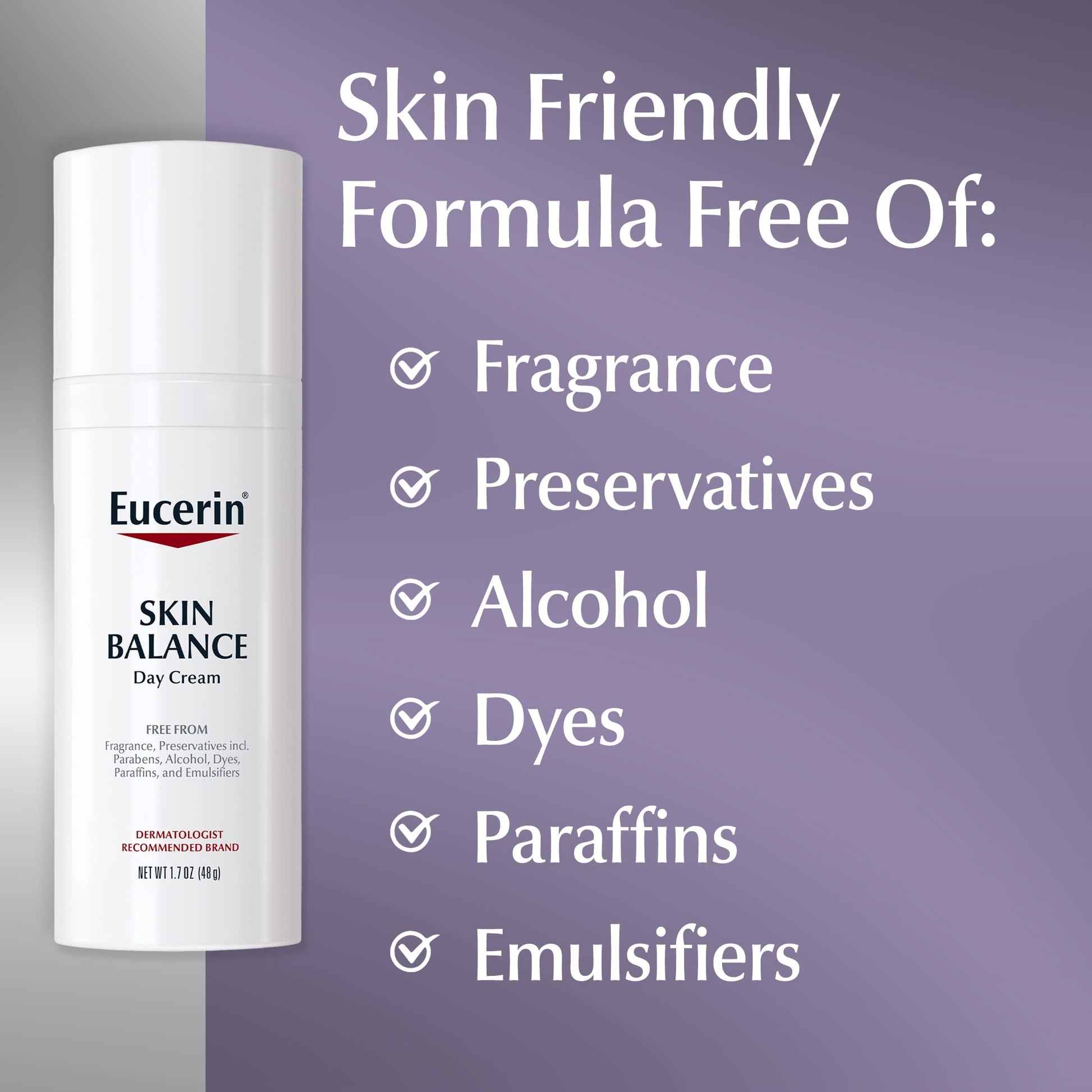 Eucerin Skin Balance Day Cream, Sensitive Skin Face Moisturizer Enriched with Tri-Balance Complex, 1.7 Oz Bottle
