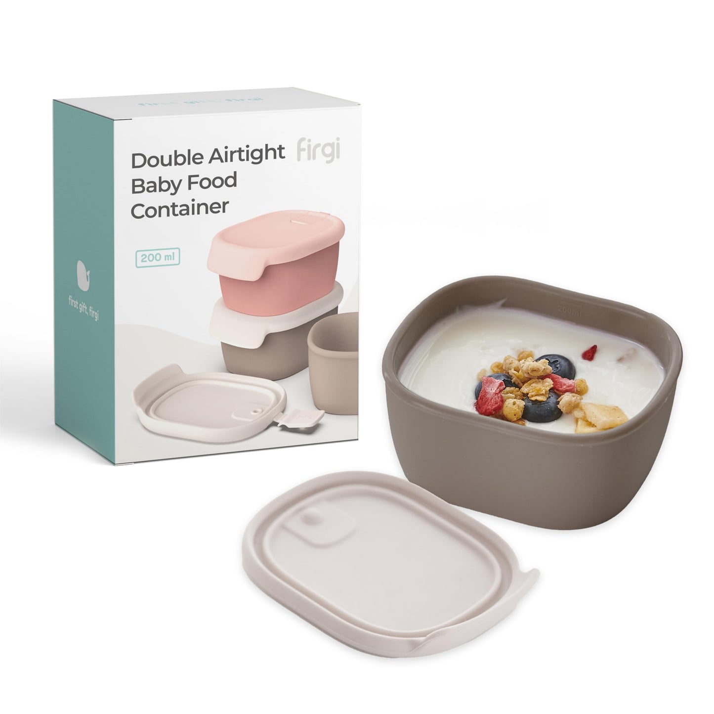 Firgi - Recipientes de silicona de almacenamiento de alimentos para bebés con tapa hermética, sin BPA, a prueba de fugas, aptos para microondas y lavaplatos, recipientes reutilizables para aperitivos