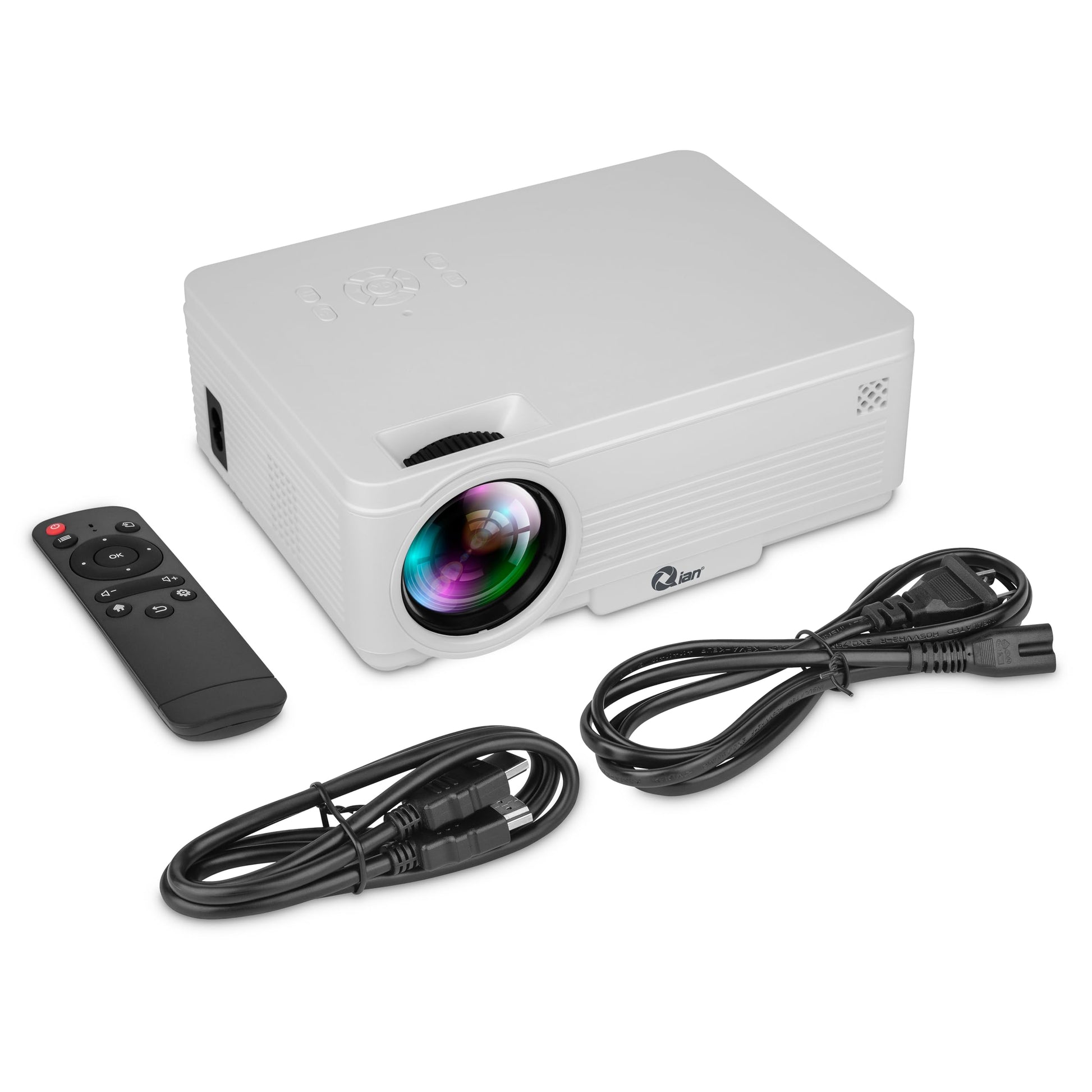 Proyector Qian Nativo Blanco Brillo 200 Lúmenes ANSI Compatible con TV Stick y Consolas