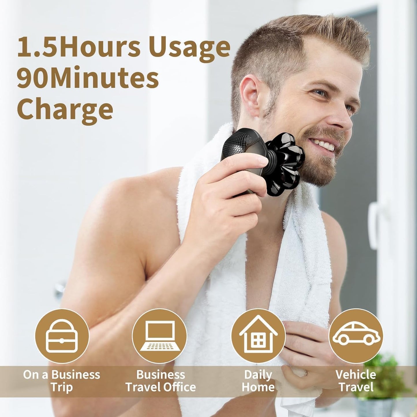 SHPAVVER - Afeitadoras de cabeza para hombres calvos: 5 en 1 - Afeitadora eléctrica desmontable IPX7 impermeable en húmedo seco para calder - Pantalla LED y cuchillas de precisión rotativas (negro