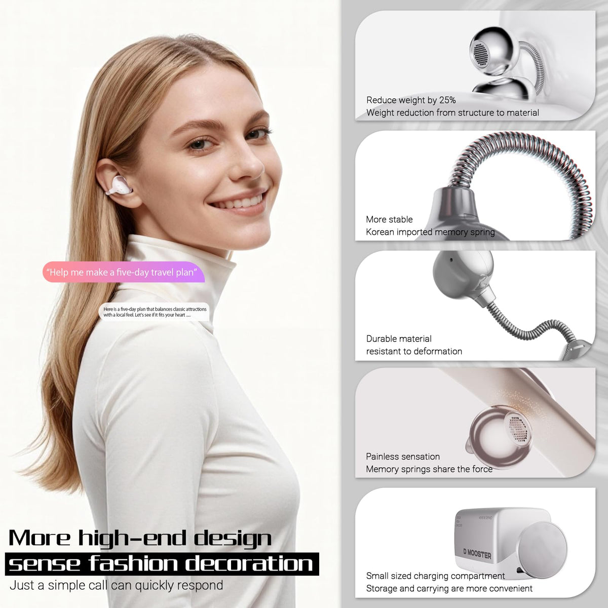 Auriculares Inalámbricos KERHAND Rosa Clip Oído Abierto