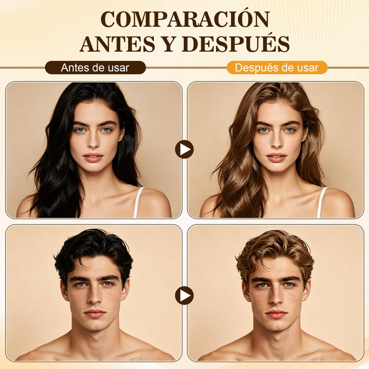 Champú Instant Hair Color para Cabello,hair dye shampoo,Champú Tinte Instantáneo 3 En 1 Fórmula Suave Que contiene Ingredientes Naturales,shampoo tinte, Adecuado Para HombresY mujeres (Marrón claro)