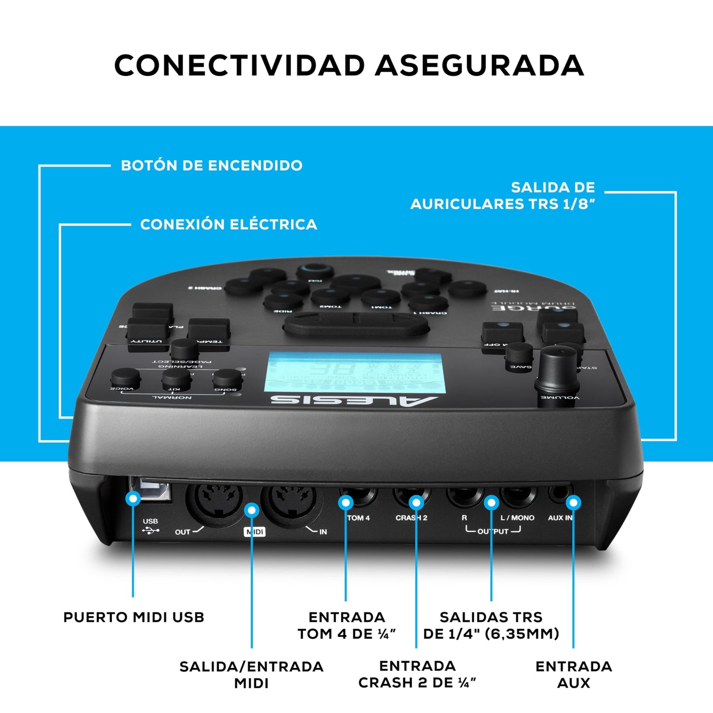 Alesis Surge Mesh SE Kit - Set de Batería Electrónica, conectividad MIDI USB, parches de malla, módulo percusión, rack sólido, 40 kits y 385 sonidos