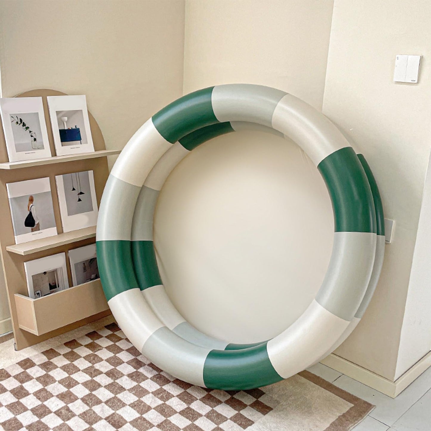 Piscina Inflable Retro De Diseño Engrosado Verde Que Ahorra Espacio para Interiores O Exteriores Familiar