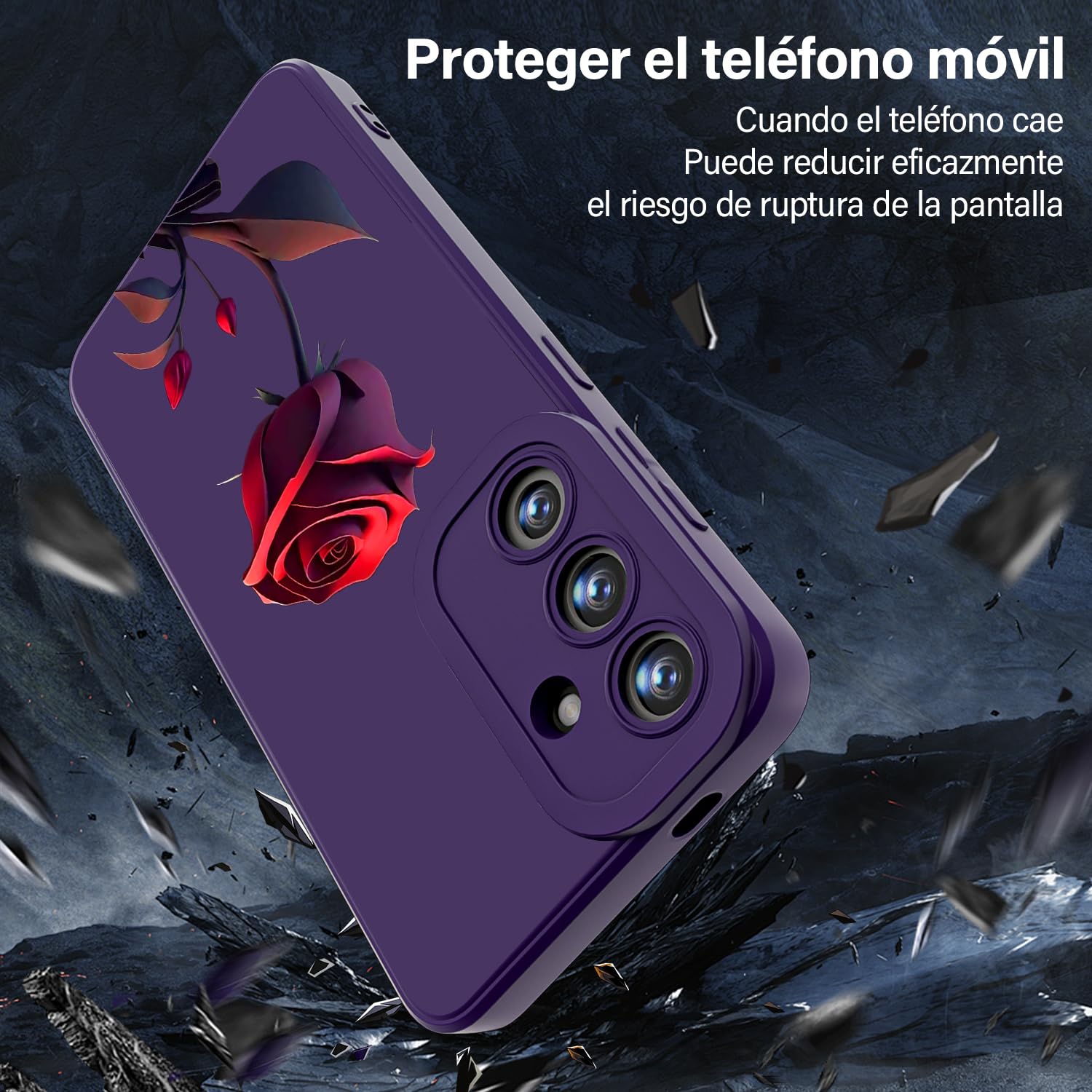 Threehao Funda para Samsung Galaxy S24 Case Uso Rudo, Ultra Delgado Flexible Silicona Púrpura Carcasa con Aesthetic Dibujos Flores, Antigolpes Anti-arañazos Protectora