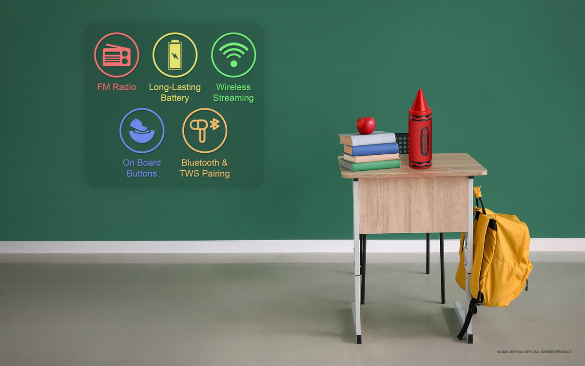Bocina Bluetooth Crayola Inalámbrica Portátil 20W Sonido HD para Niños