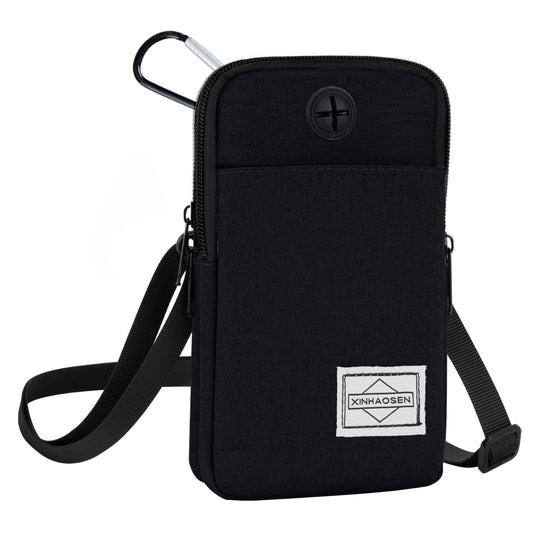 HOTEMIA - Bolso bandolera para teléfono celular, bolsa de viaje con correa de hombro extraíble, Negro -, Una talla, Deportes