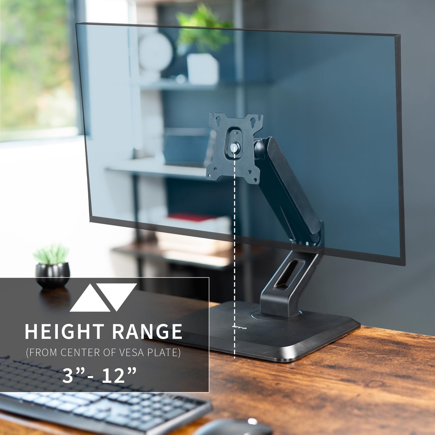 Soporte de Monitor VESA VIVO Negro con Brazo Neumático y Base Giratoria para Visualización Táctil