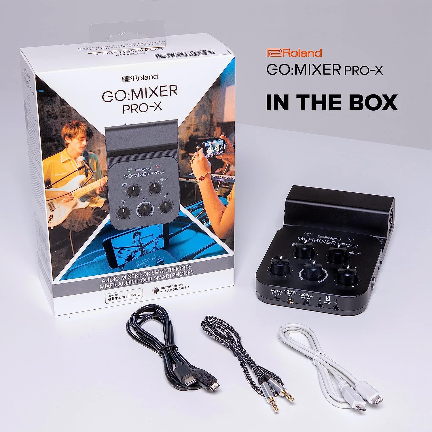 Mezclador de Audio Portátil Roland GO:Mixer PRO-X para Vídeos, Transmisiones y Podcasts profesionales con Dispositivos Móviles