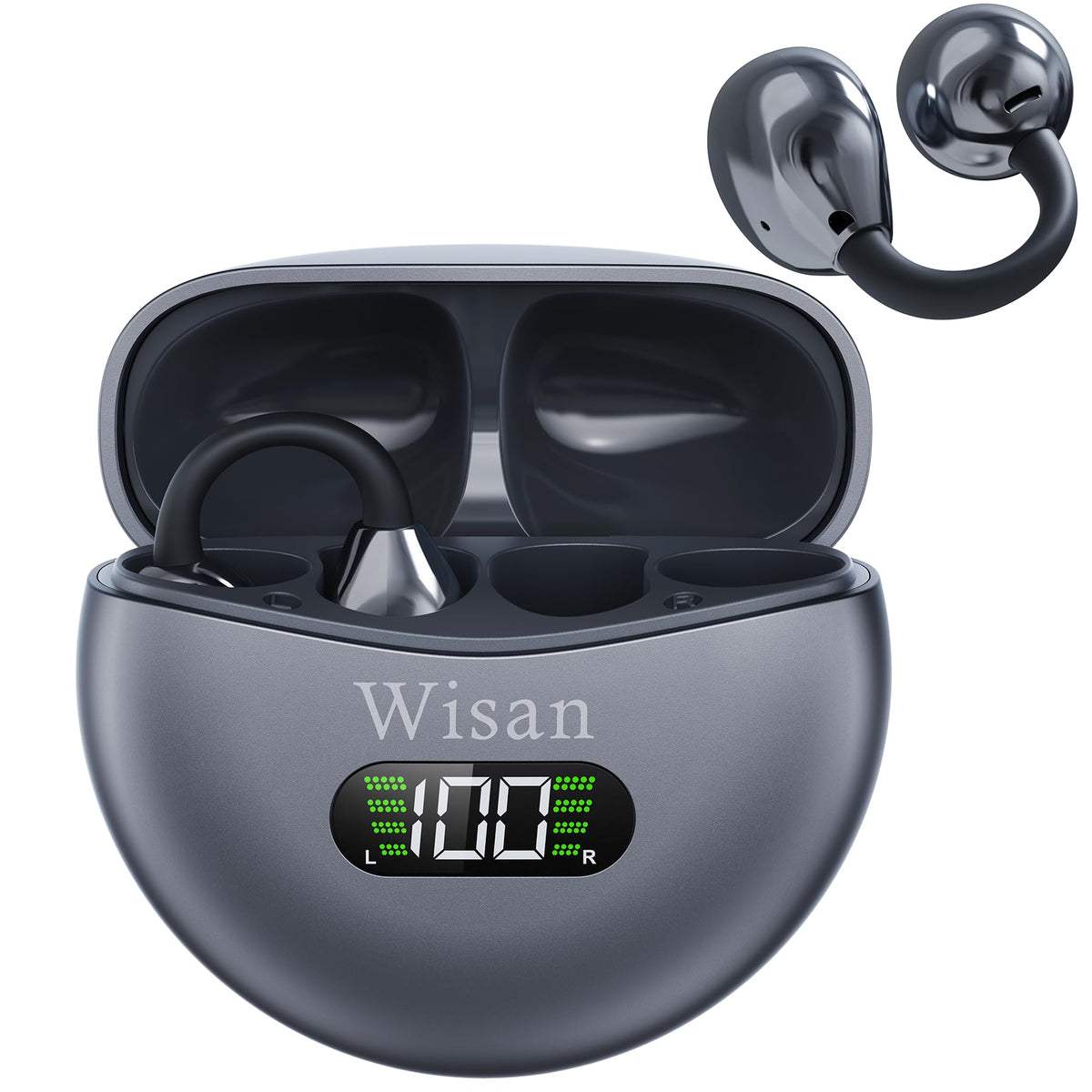 Auriculares Inalámbricos Deportivos WISAN Bluetooth 5.4 Pantalla LED Reducción de Ruido para Correr iPhone y Android