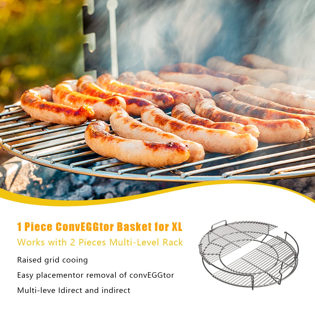 Kit de repuesto de 5 piezas para huevo verde grande XL, estante para huevos de 5 piezas, cesta Conveggtor de acero inoxidable 304 parrilla con sistema de cocción extraíble