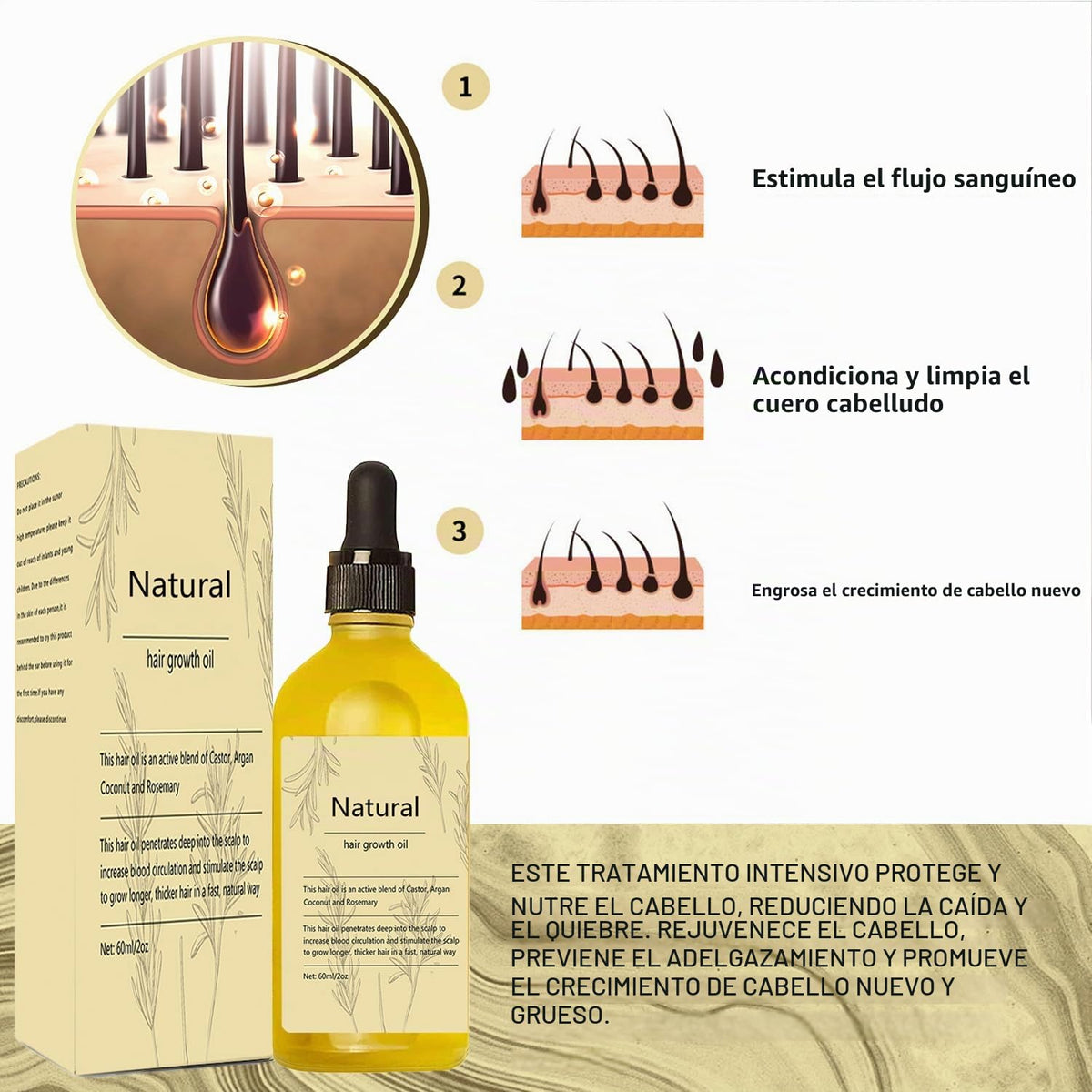 Aceite de Romero Natural Vegano para el Crecimiento del Cabello Orgánico