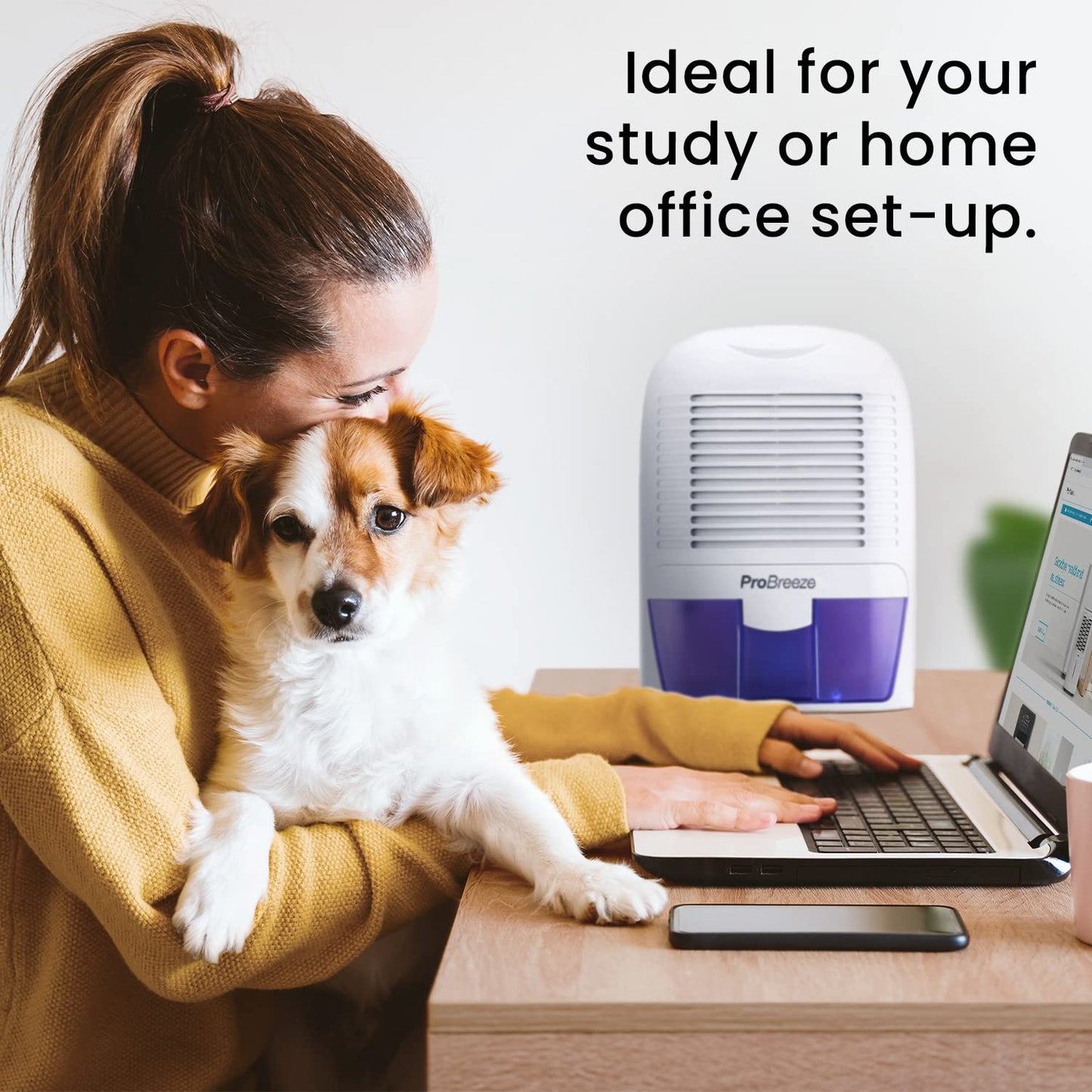 Pro Breeze Deshumidificador 1500 ML, Compacto y Portátil con Auto Apagado. Elimina la Humedad, el Polvo y el Moho en el Hogar. Ideal para Habitaciones, Closet, Cocina, Baño, Oficina, Garaje