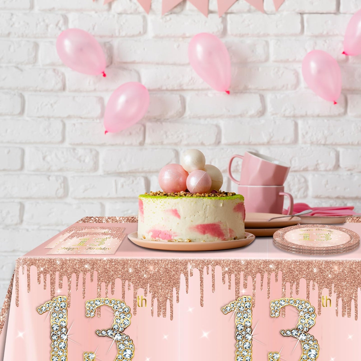 Decoraciones de Cumpleaños de Oro Rosa para Niñas de 13 Años