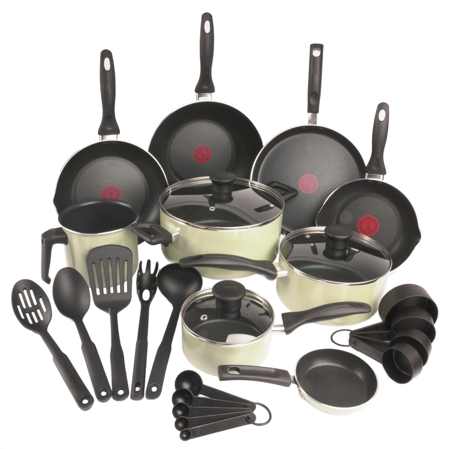 Batería de Cocina T-fal Verde Lichen con Antiadherente Titanium y Tecnología Thermo Señal de 26 Piezas