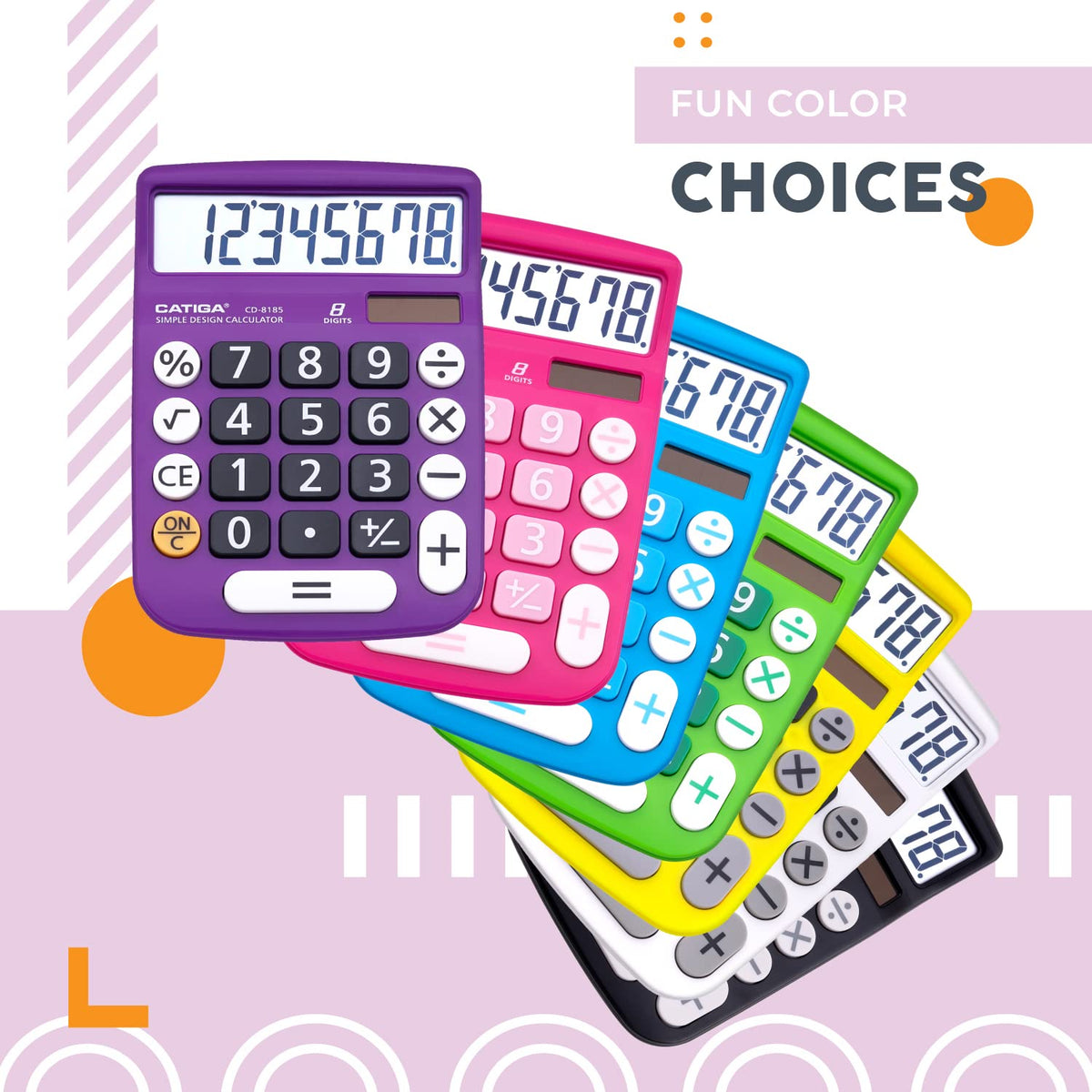 Calculadora Básica CATIGA Negra Energía Solar 8 Dígitos LCD Botones Grandes