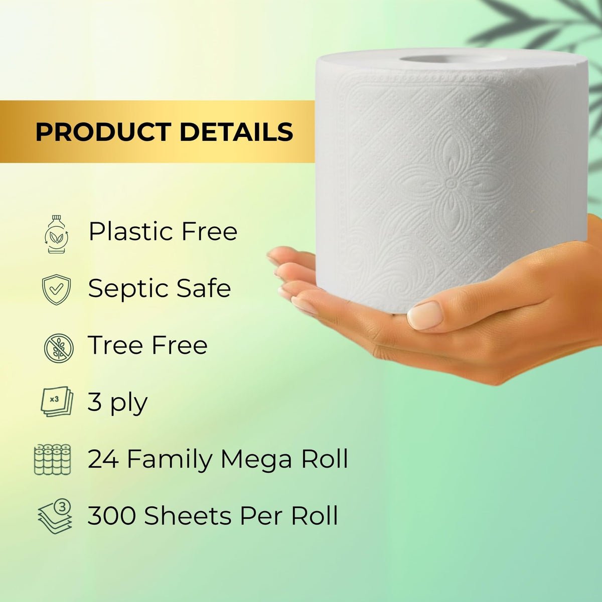 Papel Higiénico 3 Capas SRIAA Bambú Certificado Blanco Ecoamigable