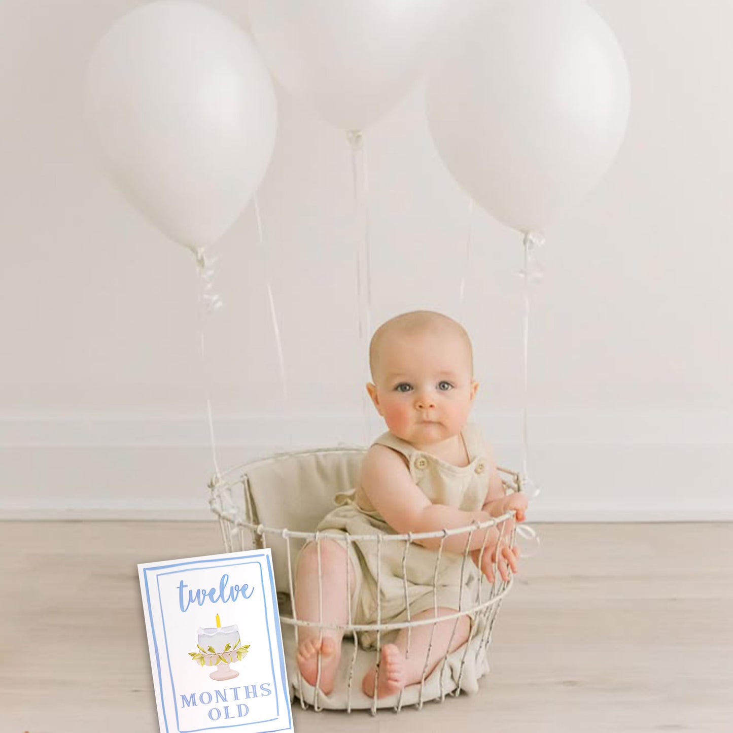 CIEQR - Juego de tarjetas de hito mensuales de acuarela, marcadores mensuales para recién nacidos hasta 12 meses, accesorio para fotos, baby shower (azul)