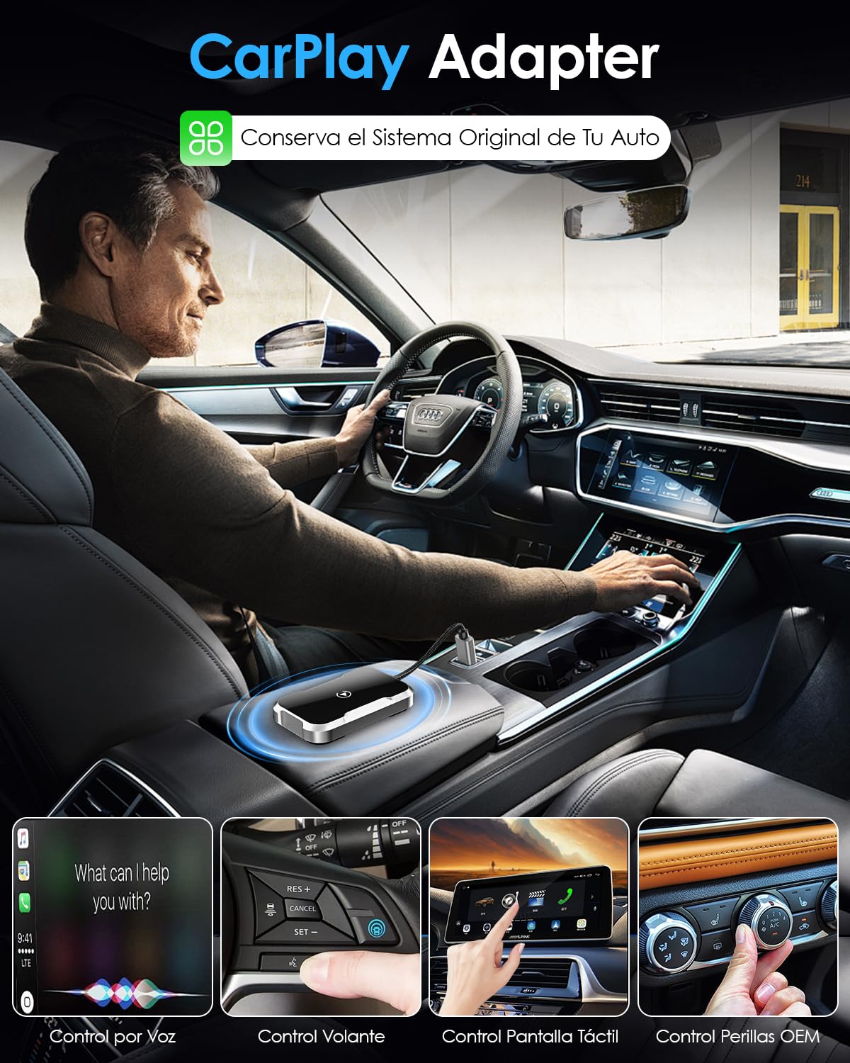 Adaptador CarPlay Inalámbrico NKMSAGE 2026 para Auto