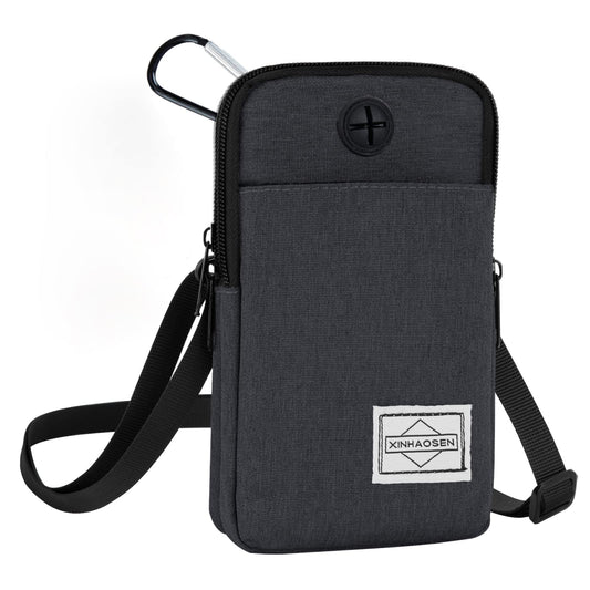 HOTEMIA - Bolso bandolera para teléfono celular, bolsa de viaje con correa de hombro extraíble, Gris oscuro, Una talla, Deporte