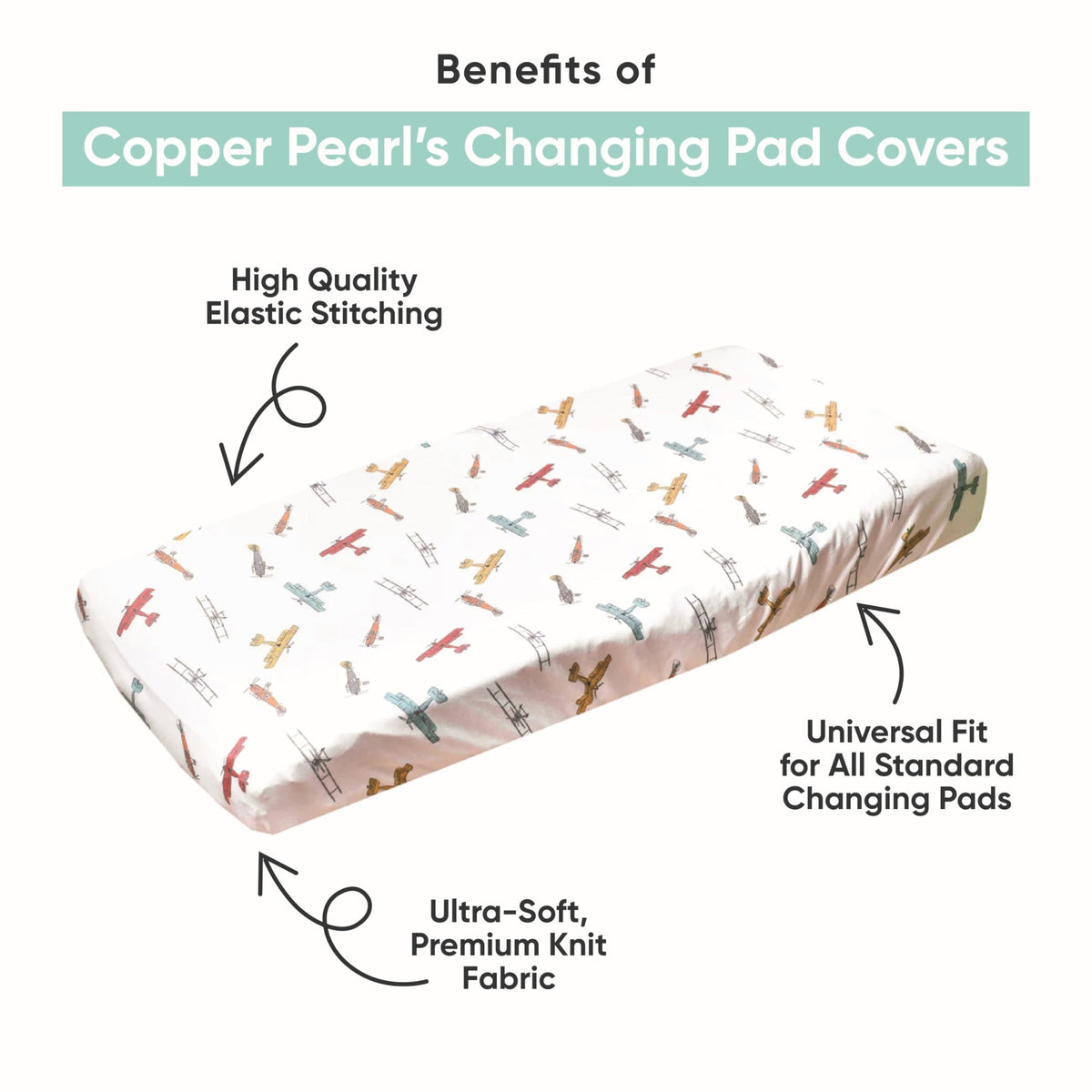 Copper Pearl - Funda para cambiador de pañales de punto premium "Cody"