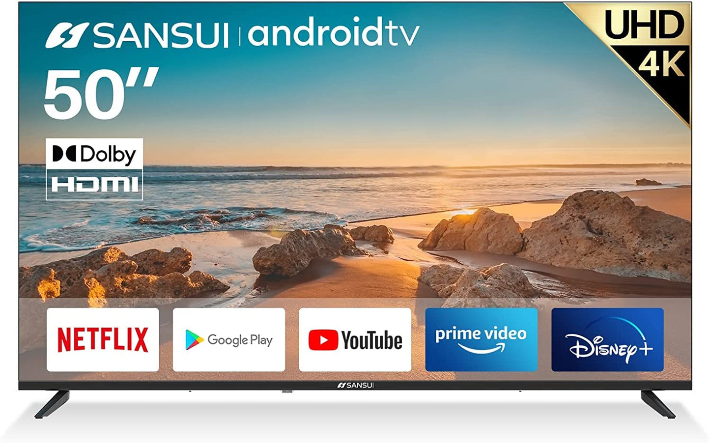 SANSUI Android TV Google Assistant, Control de Voz (50" WiFi UHD 4K)