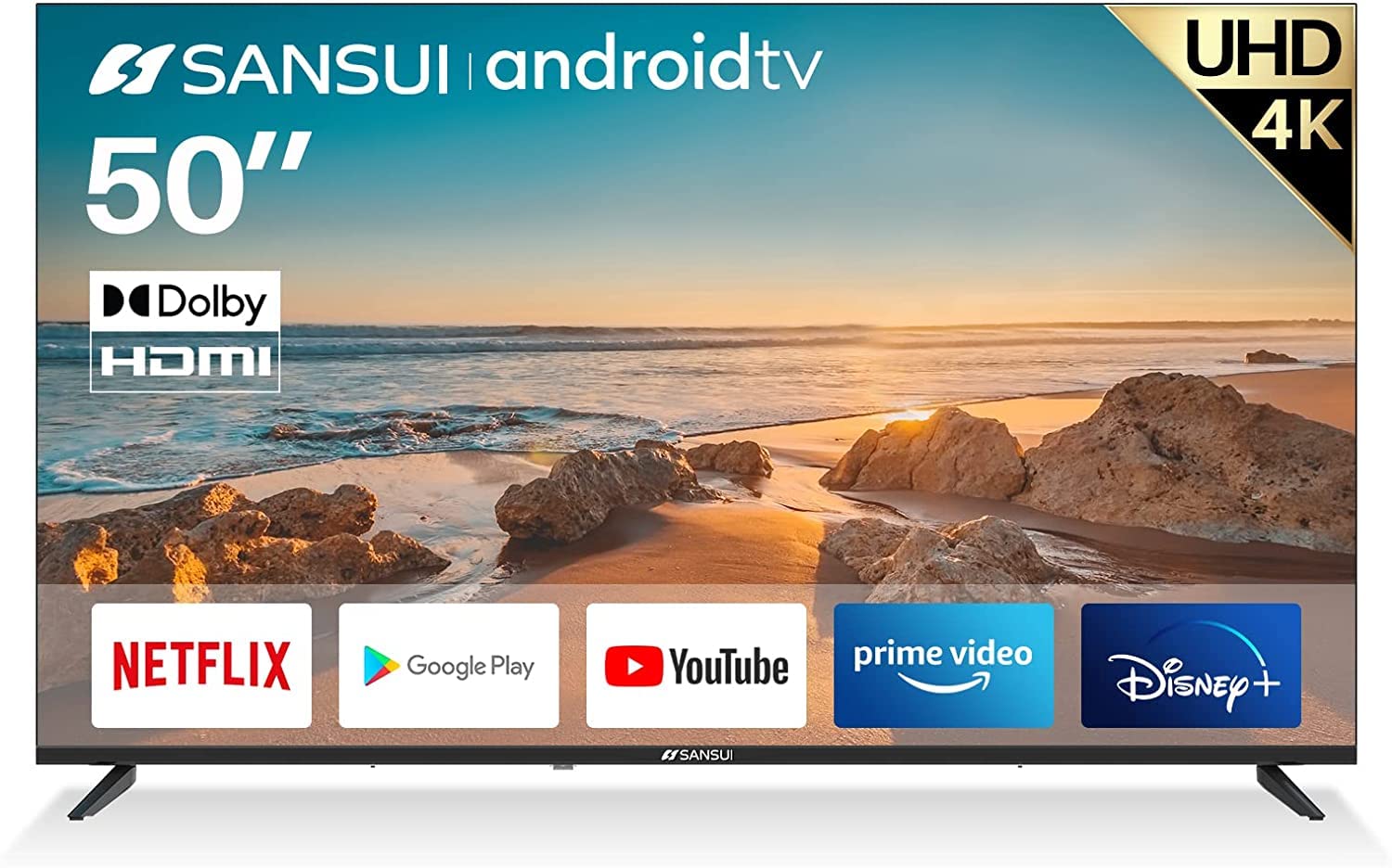 SANSUI Android TV Google Assistant, Control de Voz (50" WiFi UHD 4K)