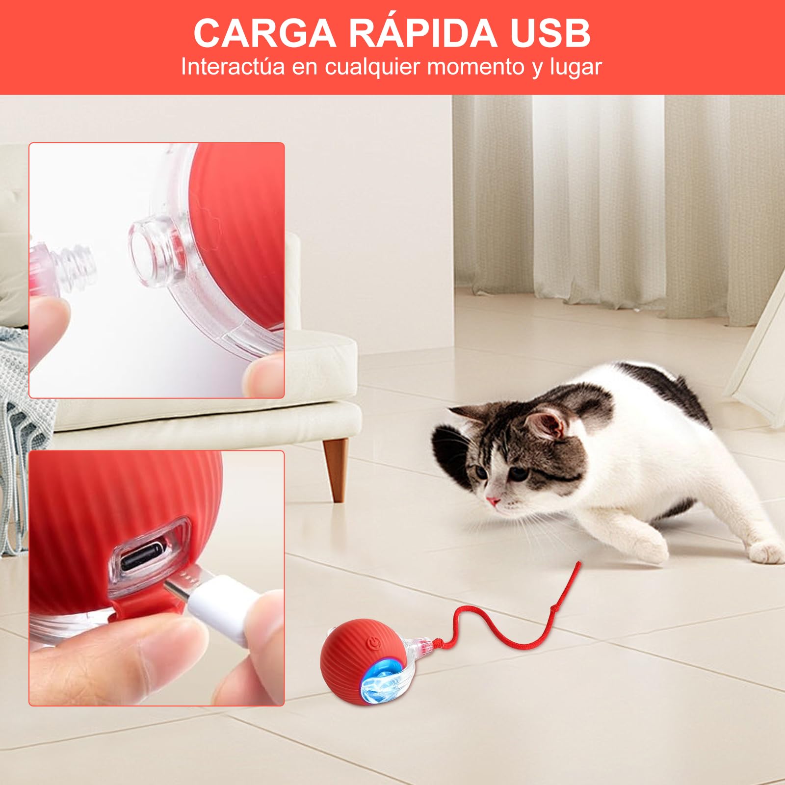 CAVIGLTE Pelota para Perro, 2PCS Recargable Pelotas para Perro, Pelota Interactiva para Perro, Pelota Perro, Pelota Interactiva para Gato, Bola Interactiva para Perros con 3 Modos de Luz