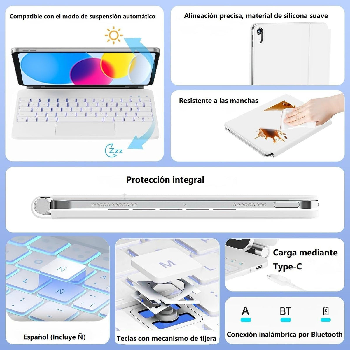 Teclado Mágico MUINJOJM Apto iPad 11ª Generación A16 2025 e iPad 10ª Generación