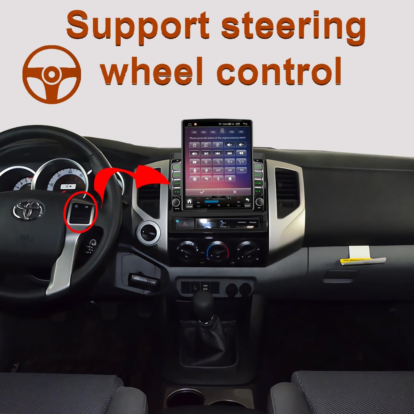 Radio estéreo de coche Android 14 para Toyota Tacoma 2005-2015 incorporada Carplay/Android Auto 9.7 pulgadas, visualización táctil IPS estilo Tesla con navegación GPS DSP Bluetooth GPS, FM WiFi +