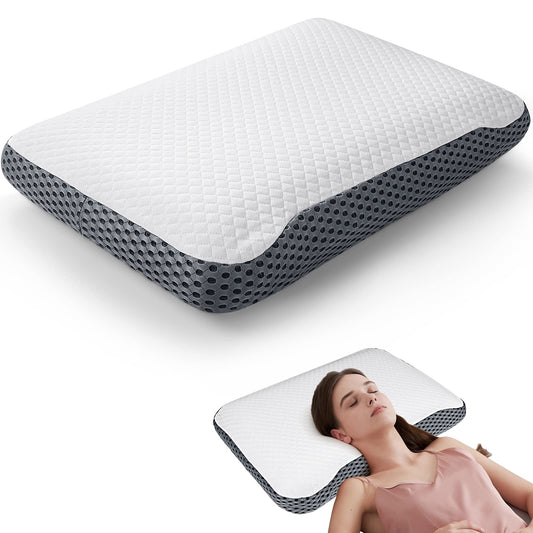 KTMOUW Almohada Memory Foam y Microfibras antiácaros e hipoalergénico Conductor de Temperatura, Ligero y Resistente